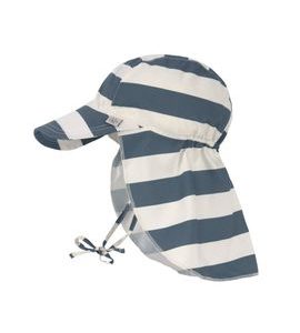 LÄSSIG SPLASH SUN PROTECTION FLAP HAT BLOCK STR.MILKY/BLUE 3-6M - ČEPIČKY A KLOBOUČKY - PRO DĚTI