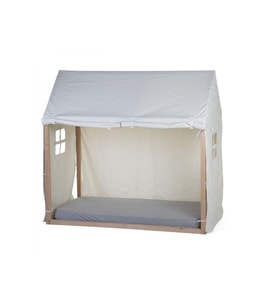 CHILDHOME TEXTILNÍ POTAH TIPI WHITE NA RÁM POSTELE DOMEK 70X140CM - KOLEČKA A ŠUPLÍKY K POSTÝLKÁM - SPINKÁNÍ