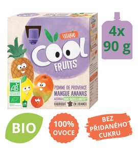 VITABIO OVOCNÉ BIO KAPSIČKY COOL FRUITS JABLKO, MANGO, ANANAS A ACEROLA 4X90G - DO TAŠKY NA VYCHÁZKU - PRO MAMINKY