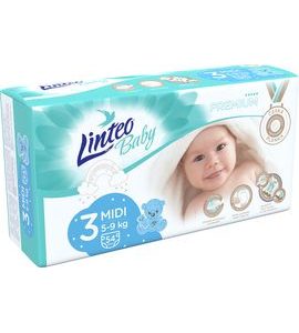 LINTEO BABY PLENKY PREMIUM MIDI 54KS - JEDNORÁZOVÉ PLENY - PŘEBALOVÁNÍ