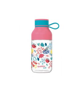 QUOKKA PLASTOVÁ LÁHEV ICE KIDS S POUTKEM FLOWERS 430 ML - SPORTOVNÍ LAHVE - KRMENÍ