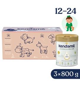 KENDAMIL PREMIUM 3 HMO+, 2,4 KG (3× 800 G), KREATIVNÍ BALENÍ S DÁRKEM - KOJENECKÁ MLÉKA - KRMENÍ