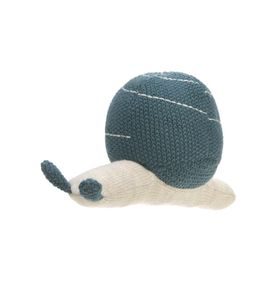 LÄSSIG KNITTED TOY WITH RATTLE GARDEN EXPLORER SNAIL BLUE - CHRASTÍTKA - PRO DĚTI