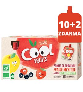 VITABIO OVOCNÉ BIO KAPSIČKY COOL FRUITS JABLKO, JAHODY, BORŮVKY A ACEROLA 12X90G - DO TAŠKY NA VYCHÁZKU - PRE MAMIČKY