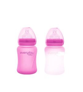 EVERYDAY BABY SKLENĚNÁ LÁHEV S TERMO SENZOREM 150 ML, PINK - FLAŠTIČKY HRNČEKY - KRMENÍ