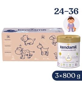 KENDAMIL PREMIUM 4 HMO+, 2,4 KG (3× 800 G), KREATIVNÍ BALENÍ S DÁRKEM - KOJENECKÁ MLÉKA - KRMENÍ