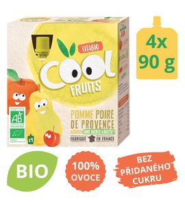 VITABIO OVOCNÉ BIO KAPSIČKY COOL FRUITS JABLKO, HRUŠKA A ACEROLA 4X90G - DO TAŠKY NA VYCHÁZKU - PRE MAMIČKY