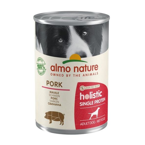 ALMO NATURE HOLISTIC MONOPROTEIN - VEPŘOVÁ 400G 24X400G - KONZERVY PRO PSY - CHOVATELSKÉ POTŘEBY MALVÍKZOO