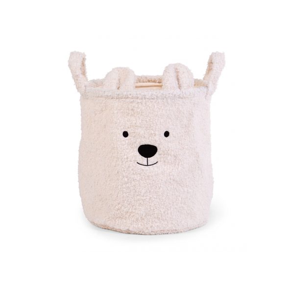 CHILDHOME KOŠ NA HRAČKY TEDDY OFF WHITE 30X30X30 CM - BOXY NA HRAČKY - SPINKÁNÍ