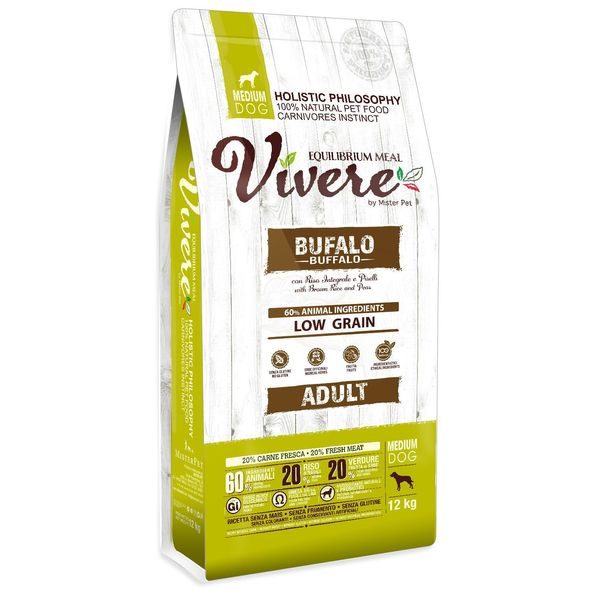 VIVERE ADULT BUFFALO 12 KG - GRANULE PRO PSY - CHOVATELSKÉ POTŘEBY MALVÍKZOO