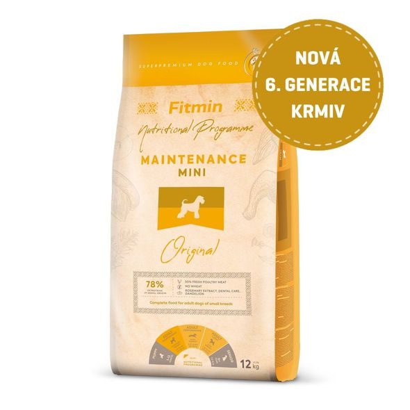 FITMIN MINI MAINTENANCE KRMIVO PRO MALÉ PSY HMOTNOST: 12 KG - GRANULE PRO PSY - CHOVATELSKÉ POTŘEBY MALVÍKZOO