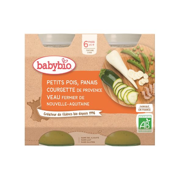 BABYBIO HRÁŠEK PASTINÁK CUKETA TELECÍ MASO 2X200 G - MASO/ZELENINA - KRMENÍ