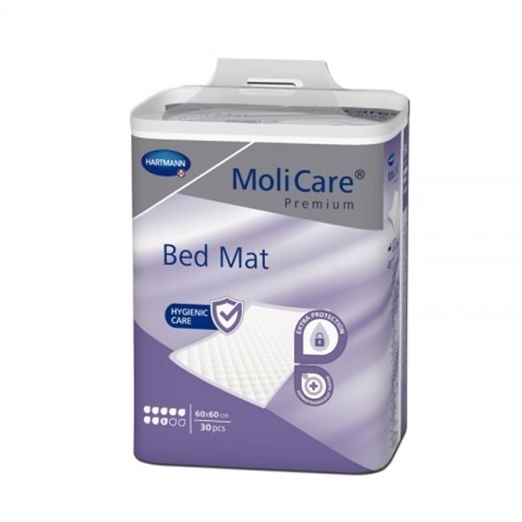 HARTMANN MOLICARE BED MAT 8 KAPEK 60 X 60 CM 30 KS - JEDNORÁZOVÉ PODLOŽKY - PŘEBALOVÁNÍ