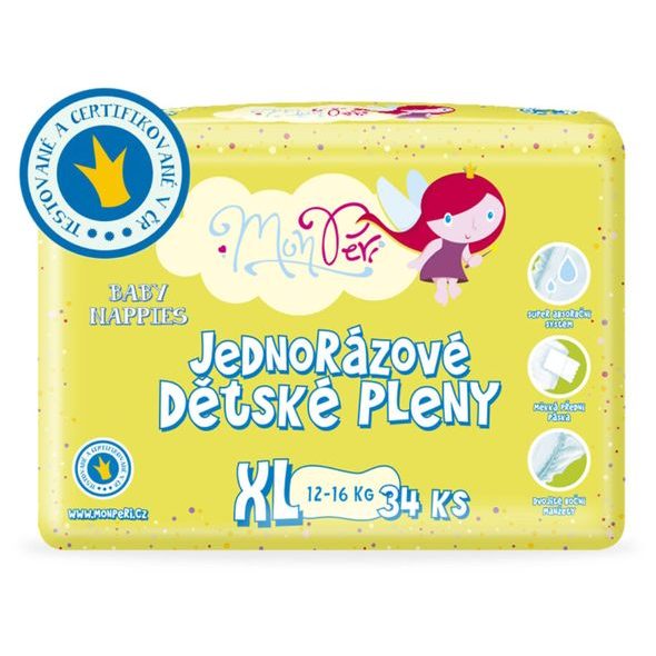 MONPERI PLENY XL - 34KS - JEDNORÁZOVÉ PLENY - PŘEBALOVÁNÍ