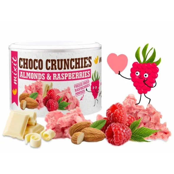 MIXIT CRUNCHIES MALINOVÉ ČOKOHRUDKY S MANDLEMI (140G) - SLADKÉ ZOBÁNÍ - PRO MAMINKY