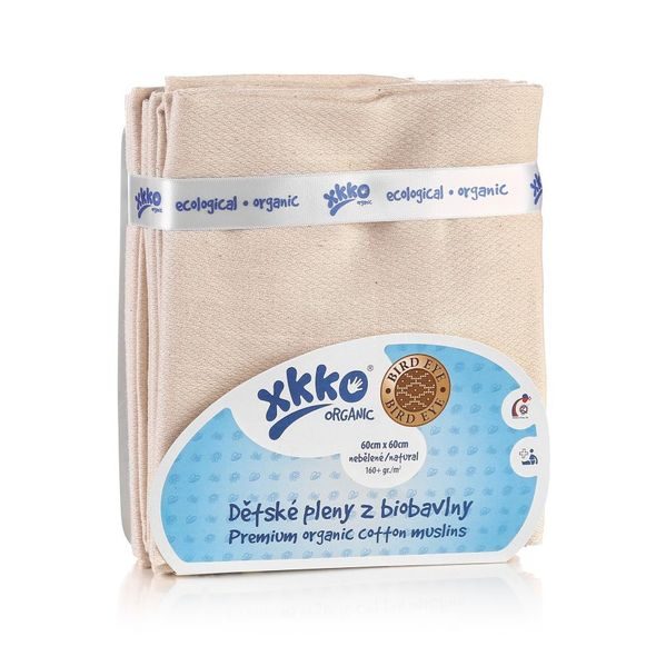 KIKKO ORGANIC PLENY Z BIOBAVLNY ORGANIC 60X60 BIRD EYE NATURAL - LÁTKOVÉ PLENY SKLÁDANÉ - PŘEBALOVÁNÍ