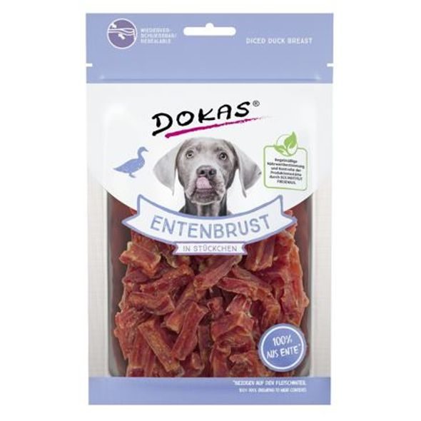 DOKAS - KACHNÍ PRSA KOUSKY 70 G - SUŠENÉ PAMLSKY PRO PSY - CHOVATELSKÉ POTŘEBY MALVÍKZOO