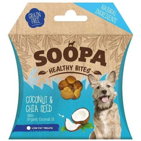 SOOPA PETS SOOPA HEALTHY BITES S KOKOSEM A CHIA SEMÍNKY 50 G - VÝCVIKOVÉ PAMLSKY PRO PSY - CHOVATELSKÉ POTŘEBY MALVÍKZOO