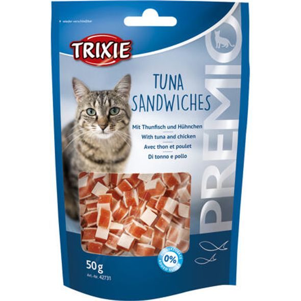 TRIXIE PREMIO TUNA SANDWICHES 50 G - S TUŇÁKEM A KUŘECÍM MASEM - SUŠENÉ MASO PRO KOČKY - CHOVATELSKÉ POTŘEBY MALVÍKZOO