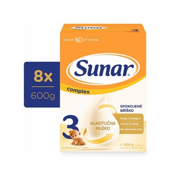 SUNAR 8X COMPLEX 3 MLÉKO BATOLECÍ 600G - KOJENECKÁ MLÉKA - KRMENÍ