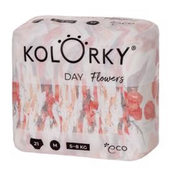 KOLORKY DAY KVĚTY M (5-8 KG) 21 KS JEDNORÁZOVÉ EKO PLENKY - JEDNORÁZOVÉ PLENY - PŘEBALOVÁNÍ