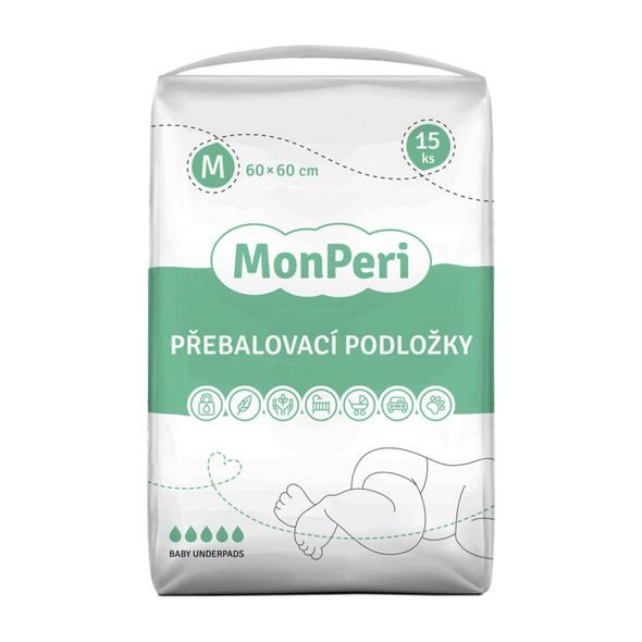 MONPERI PODLOŽKY M - 15KS - JEDNORÁZOVÉ PODLOŽKY - PŘEBALOVÁNÍ