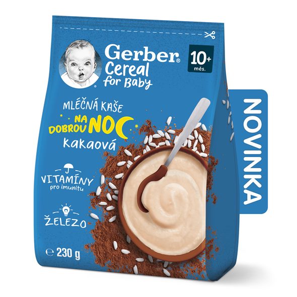 GERBER CEREAL MLÉČNÁ KAŠE NA DOBROU NOC KAKAOVÁ 230G - KAŠE - KRMENÍ