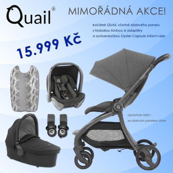 EGG QUAIL 2019 3V1 QUANTUM GREY/ SILVER - DVOJKOMBINACE - KOČÁRKY A PŘÍSLUŠENSTVÍ