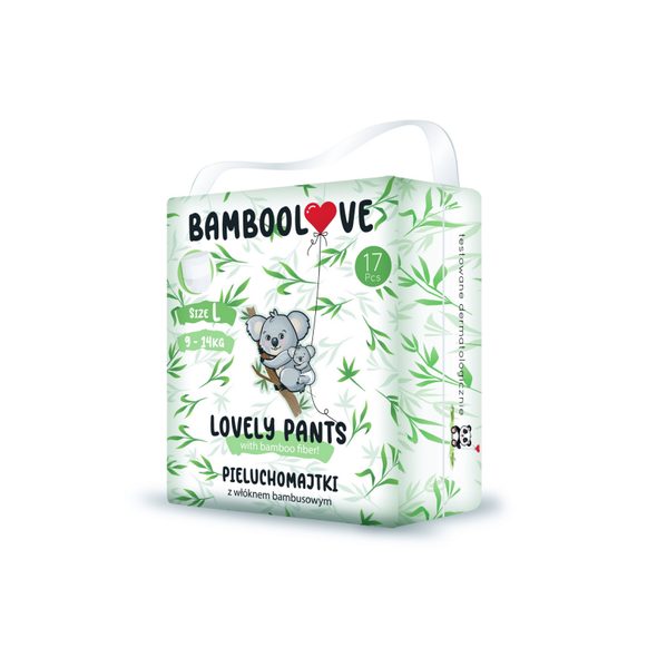 BAMBOOLOVE PLENKOVÉ KALHOTKY JEDNORÁZOVÉ BAMBUS VEL. L 9-14 KG 17 KS - JEDNORÁZOVÉ PLENY - PŘEBALOVÁNÍ