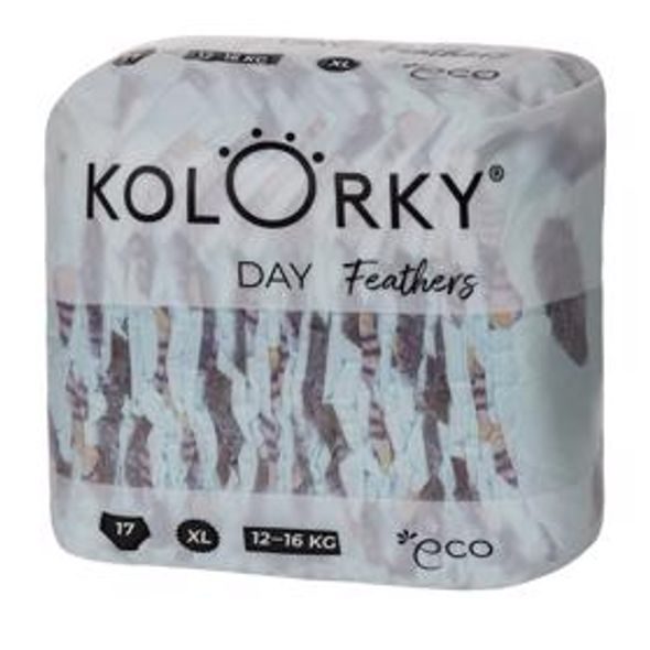 KOLORKY DAY PEŘÍ XL (12-16 KG) 17 KS JEDNORÁZOVÉ EKO PLENKY - JEDNORÁZOVÉ PLENY - PŘEBALOVÁNÍ