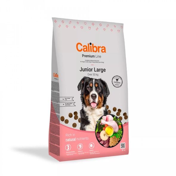 CALIBRA DOG PREMIUM LINE JUNIOR LARGE 3 KG - GRANULE PRO PSY - CHOVATELSKÉ POTŘEBY MALVÍKZOO