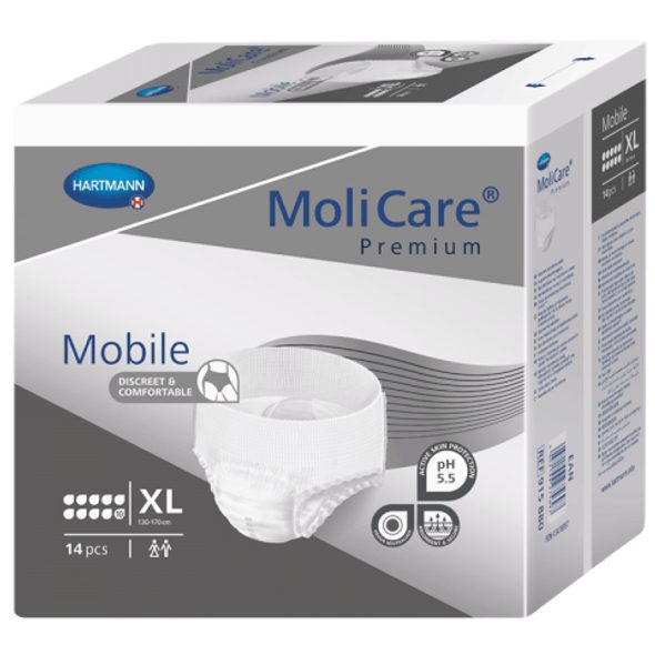 HARTMANN MOLICARE MOBILE 10 KAPEK XL OBVOD BOKŮ 130–170 CM 14 KS - INKONTINENCE - PRO MAMINKY