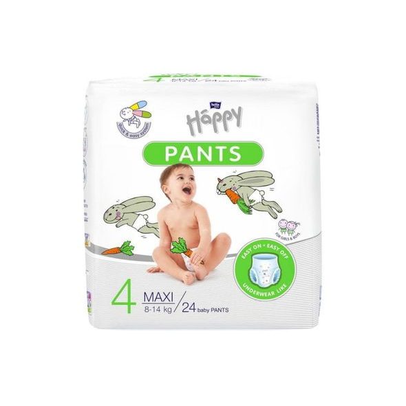 BELLA BABY HAPPY PANTS 4 MAXI 8-14KG 24KS - PLENKOVÉ KALHOTKY - PŘEBALOVÁNÍ