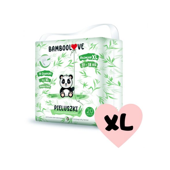 BAMBOOLOVE PLENY JEDNORÁZOVÉ BAMBUS VEL. XL 12-18 KG 20 KS - JEDNORÁZOVÉ PLENY - VŠETKO NA PREBAĽOVANIE