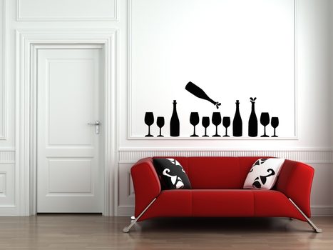 Šablony na zeď - Sklenice s vínem