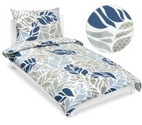 Povlečení bavlněné s hotelovou kapsou Modrá,Béžová 190/566