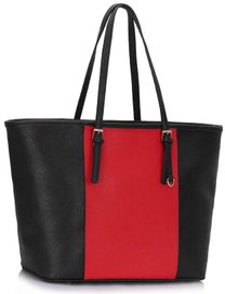 Moderní velká červeno-černá tote kabelka LS Fashion LS00297A