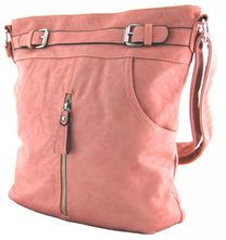 Crossbody kabelka s předními kapsami D1067 pastelová růžová