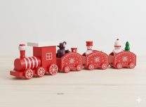 Vánoční vláček s postavičkami - červená/bílá