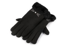 Dívčí rukavice s kožešinou zateplené, dotykové