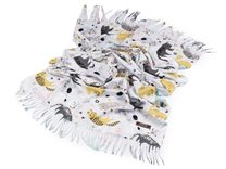 Šátek / šála s třásněmi oboustranná kočky 70x185 cm