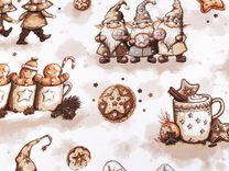 Vánoční bavlněná látka / plátno skřítek METRÁŽ