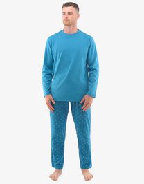 Dlouhé modré pyžamo pro muže MAX