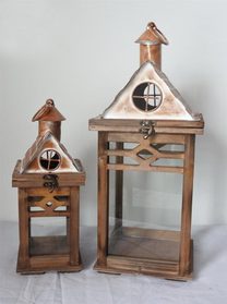 Dřevěná lucerna D7211/B - výška 47 cm