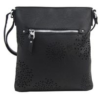 Crossbody dámská kabelka v květovaném designu černá 5432-BB