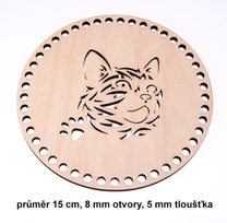 Dno - víko překližkové kočka 15 cm/ 8mm