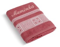 Froté ručník řecká kolekce se jménem MAMINKA - 50x100 cm terakota