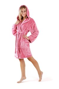 Krátký župan s kapucí Lilly extra one size světle růžový 33 20 3352