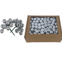 Skleněné baňky na drátku stříbrné, pr.2,5cm, S0571-28/BOX 144 ks - 2,5 cm