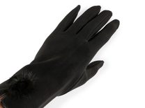 Dámské rukavice s kožešinovou bambulkou přechodní, dotykové